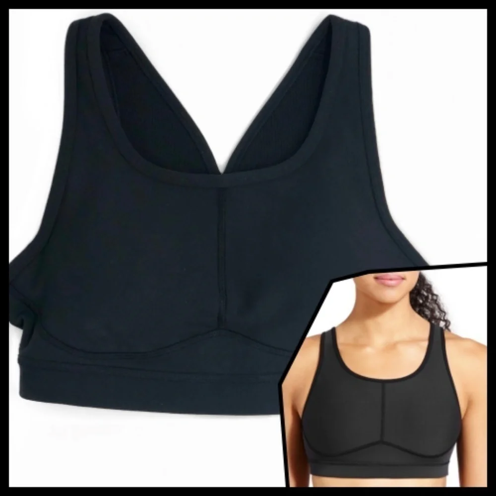 NWT Athleta High Neck Sports Bra Black Cup C DD
